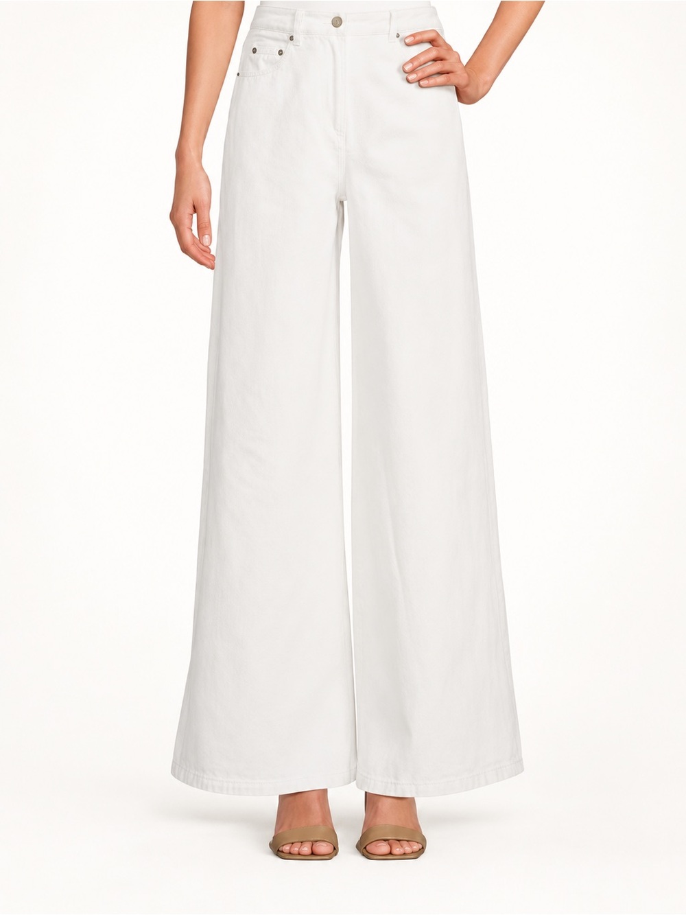 NWT Ronny Kobo Ronny 70s Flare Stone Wash White Jeans Size 26